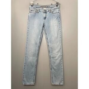 NoBo Denim Juniors Size 7 Light Wash Blue Jeans Slim Straight 2000s Low Rise Y2K